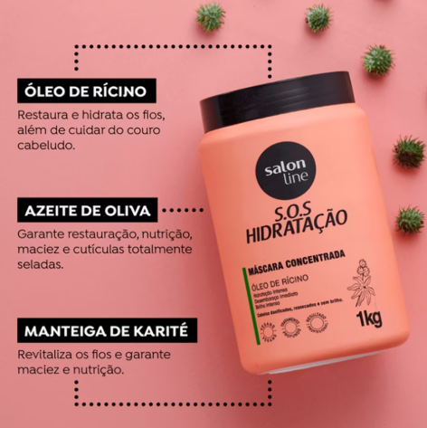 S.O.S Deep Hydrating Castor Oil Hair Mask - Salon Line - 1 Kg