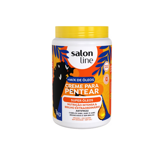 Naturally SOS Cachos Super Oils Hair Cream Conditioner from Salon Line, 1kg bottle with curly hair illustration on the label