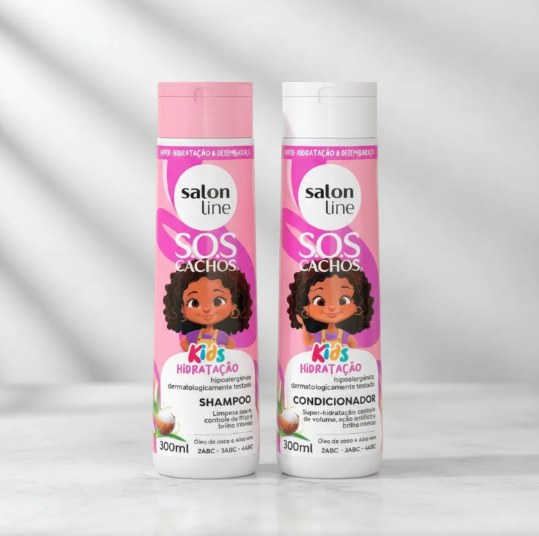 SOS Cachos Curls & Coils Kids Hydrating Shampoo & Conditioner Kit – Salon Line - Naturally