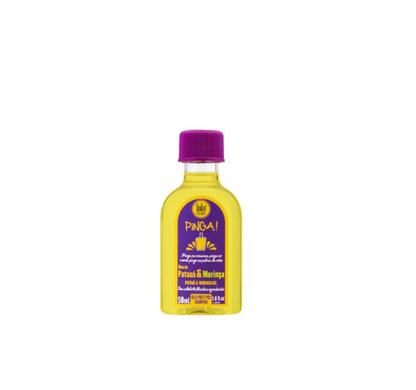 Naturally PINGA hair oil with palm seed and moringa, featuring a sleek bottle and natural ingredients for nourishing hair care.