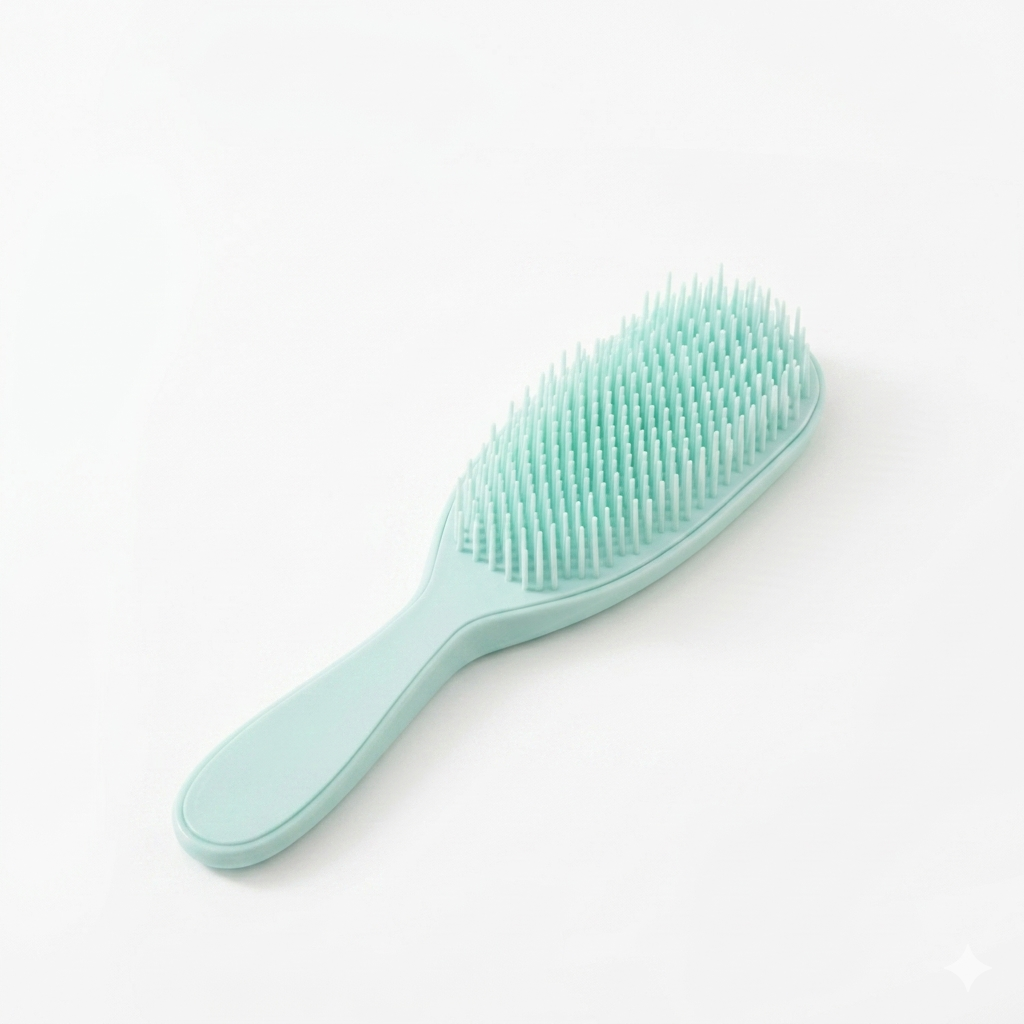 Naturally detangling hair brush with ergonomic, kid-friendly design for gentle hair brushing and easy detangling.