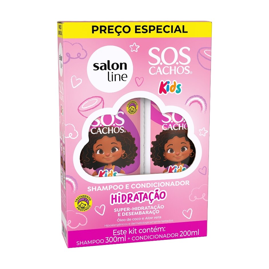SOS Cachos Curls & Coils Kids Hydrating Shampoo & Conditioner Kit – Salon Line - Naturally