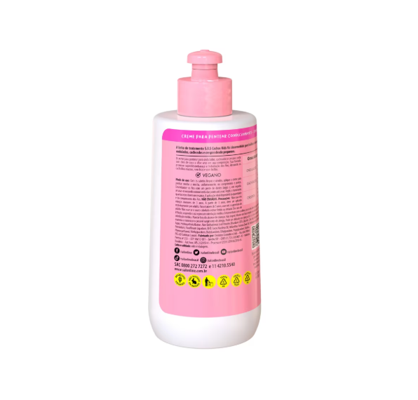 SOS Cachos Curls & Coils Kids Hydrating Combing Leave-In Cream – Salon Line - 300ml - Naturally