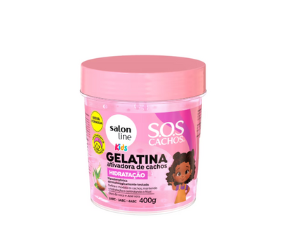 SOS Cachos Curls & Coils Kids Hydrating Gel – Salon Line - 400g - Naturally